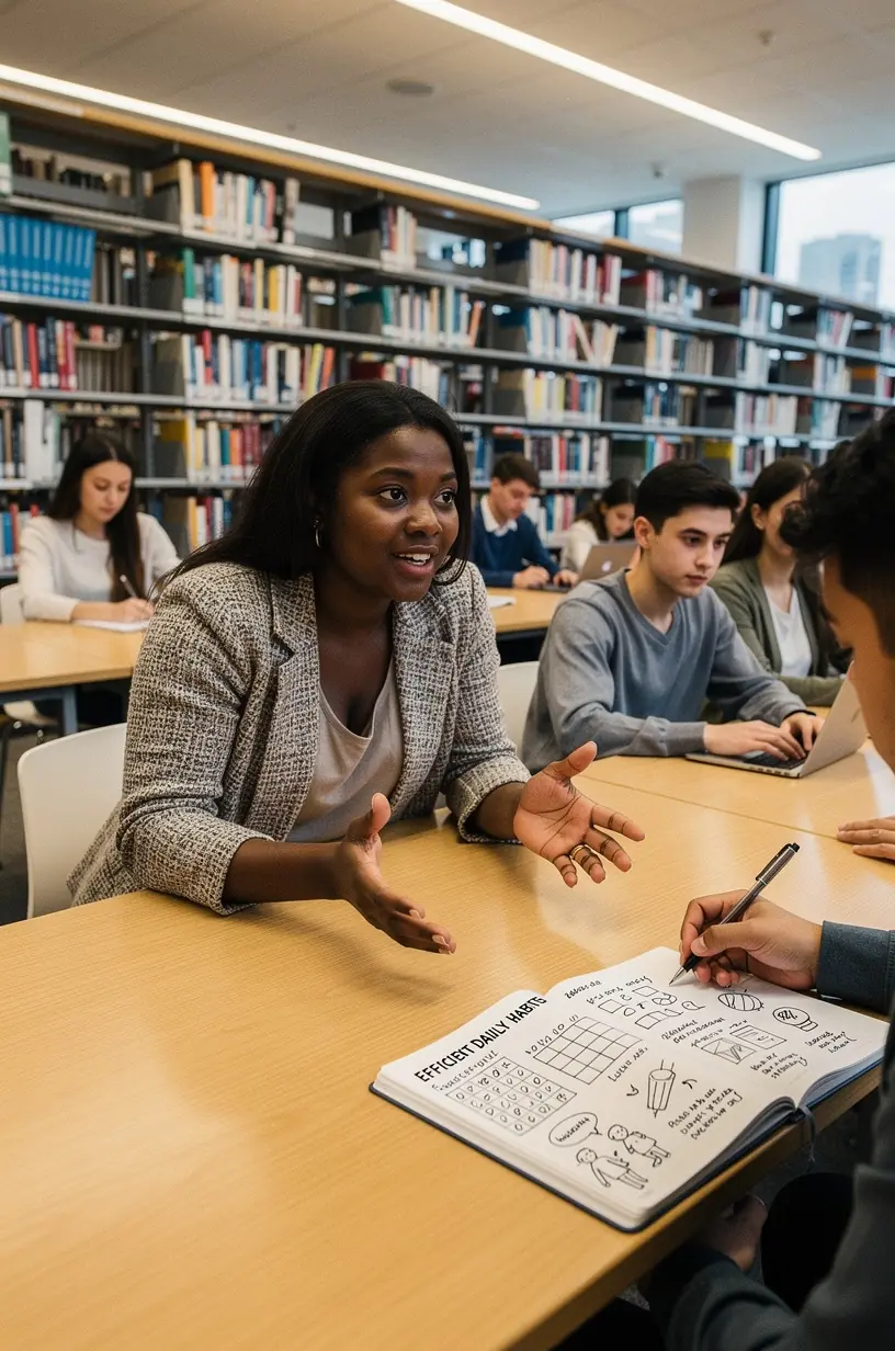 Person organizing weekly tasks for effective review process